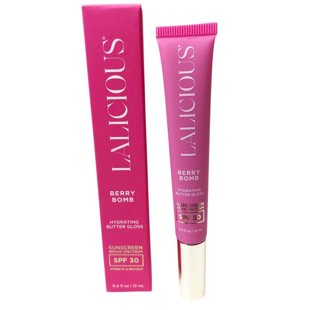 Lalicious New in Box Hydrating Butter Gloss SPF 30 Berry Bomb Size .4oz/12mls